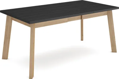 Image de ODIN Table à manger, 167x90x75cm, Pour 8 personnes, Pieds en bois, Noir et chêne