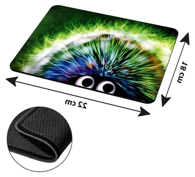 Produktbild von Mauspad für Gaming und Büro - 220 x 180 mm - mit genähten Kanten und rutschfester Unterseite, Green Hedgehog