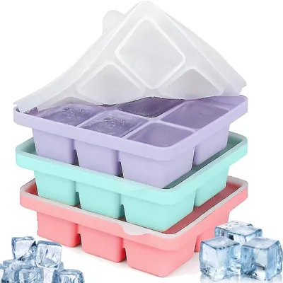 Immagine prodotto di Set di 3 stampi in silicone per cubetti di ghiaccio, con coperchio