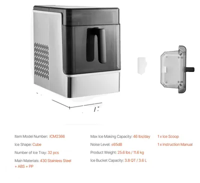 Image de Machine à glace de comptoir, production rapide, fonction d'auto-nettoyage, 20 kg en 24 heures