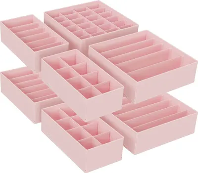 Image de Lot de rangements pour tiroirs Rootz - Rangements pour placard - Bacs de rangement - Tissu non tissé - Léger - Rose - 32 cm x 32 cm x 10 cm