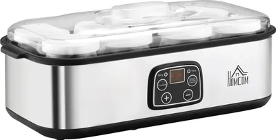 Zdjęcie produktu dla Urządzenie Do Przygotowywania Jogurtu 25 W, Wyświetlacz Lcd, 8 Słoików Z Pokrywkami, 180 Ml, Regulowana Temperatura, Plastik Pc I Pp