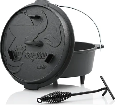 Produktbild von BBQ-Toro Dutch Oven DO6P, 7,3 l prémiový liatinový hrniec na varenie, liatinový hrniec