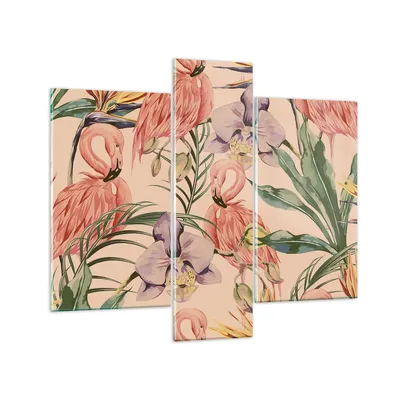 Produktbild von Bilder auf glas - Flamingos Pflanzen Vogel exotisch - 95x80cm - Glasbilder - Wandbilder - Kunstdruck - zum Aufhängen bereit - Wanddekoration aus Glas - Glas Bilder - Wandbild auf Glas - GCB95x80-2929