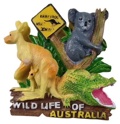 3D-Kühlschrankmagnet Australien: Känguru, Koala, Krokodil