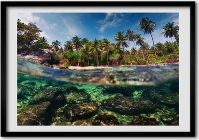 Produktbild von Bild - Bilder - Bilderrahmen - 70 cm x 50 cm - MDF-Rahmen, Wandkunst Tropischer Strand