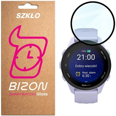 Produktbild von Hybrides Glas für Garmin Forerunner 70 / 170 / 170 Music, Bizon Watch Glass Edge Hybrid, Schwarz