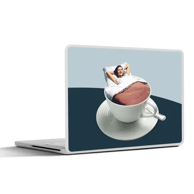 Produktbild von MuchoWow® Laptop Aufkleber Sticker Cover Frau - Kaffee - Jahrgang 40x30 cm - Laptop Dekoration - Selbstklebend