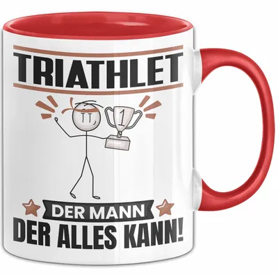 Produktbild von Triathlet Tasse Geschenk für Triathlet Der Mann Der Alles Kann Geschenkidee zum Geburtstag (Rot)