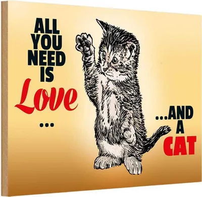 Produktbild von vianmo Holzschild 20x30 cm All you need is love and a cat