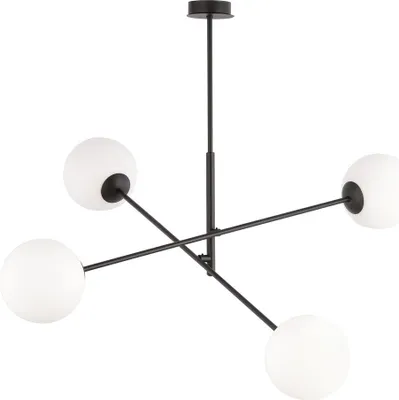 Zdjęcie produktu dla Żyrandol Emibig 4xE14 40W LINEAR 4 BLACK/OPAL 1169/4