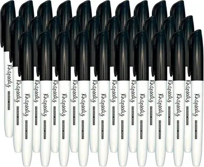 Produktbild von Famanu Set von 30 Permanentmarkern mit feiner Spitze und schwarzer Tinte - Schwarz