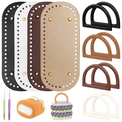 Produktbild von 22 x 10cm Taschenboden zum Häkeln aus Kunstleder mit Löchern für DIY Häkeltasche, Handtaschen