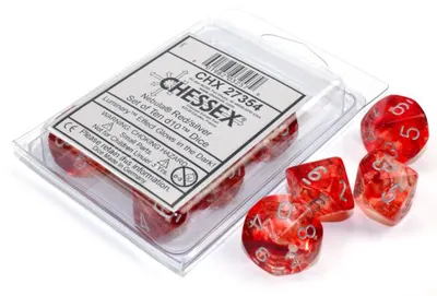 Imagen del producto de Conjunto de dados D10 Chessex Nebula, color plateado y con detalles en color "nebula"