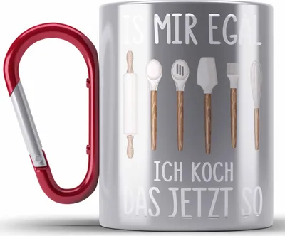 Produktbild von Trendation - Koch Edelstahl Tasse Karabiner Geschenk Ist Mir Egal Ich Koch Das Jetzt So Köchin Geschenkidee (Rot)
