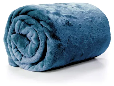 Produktbild von Unique Living Plaid/Decke - Fleece - Denimblau - 130 x 180 cm