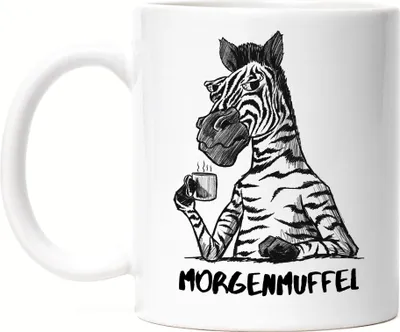Produktbild von Morgenmuffel Tasse Kein Morgenmensch Erstmal Kaffee Büro Kollegen Zebra Geschenk