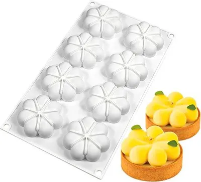 Produktbild von Silikonkuchenform in Blumenblattform, runde Silikonmoussenform, Kuchenform, Selbstbauform, Eiskuchenform, Schokoladenkuchen, Schokoladengebäck.