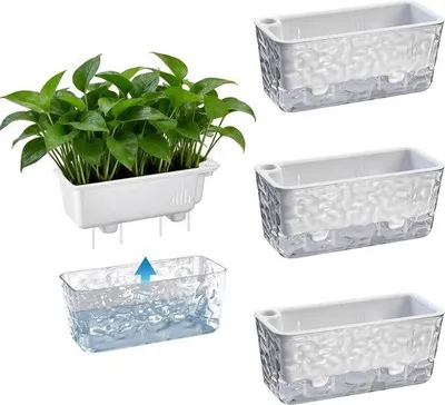 Produktbild von Famanu Set von 3 selbstbewässernden Blumentöpfen – 28 cm, rechteckige Pflanzgefäße mit Wasserreservoir