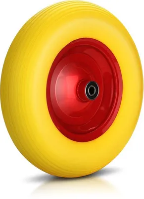 Image de Chariot de jardin jaune, 4,80/4,00 pouces, en métal, à poignée en A