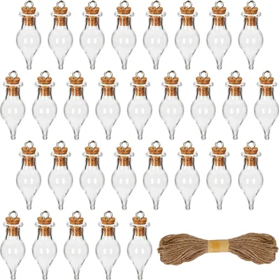 Produktbild von Belle Vous 30er Pack Glasfläschchen mit Korken - 1,5 ml Mini Flaschen zum Befüllen mit Korkendeckeln & Seil zum Aufhängen - Mini Glasflaschen für