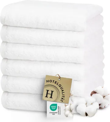 Produktbild von 6er Set Handtücher, 100% Baumwolle, 50x70cm, weiß, extra flauschig