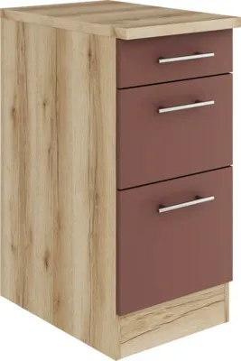 Produktbild von Optifit Schubladenunterschrank Bari407 BxTxH 40 x 60 x 84,8 cm rostrot matt zerlegt KUBA U436-9+