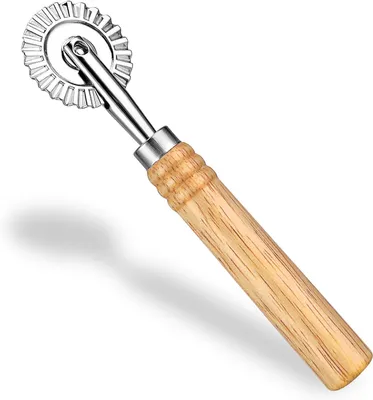 Produktbild von Nudelschneider-Rad 1 Stück, Geriffelt Mit Holzgriff Zinklegierung, Für Ravioli Pasta Pizza Knödel