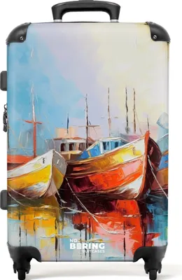 Produktbild von NoBoringSuitcases.com® Großer Koffer - Boote - Kunst - Malerei - Kombinationsschloss TSA - Hartschalen Trolley 4 Rollen - 72 liter - Reisekoffer - 66 cmKoffer Mittelgroß 67x43x25 cm, 72L,