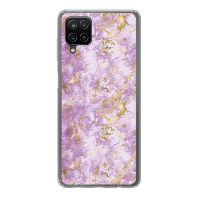 Produktbild von MuchoWow® Handyhülle Schutzhülle Hülle für Samsung Galaxy A12 Gold - Marmor - Muster - Lila Silikon Softcase Handy Hülle - Bild