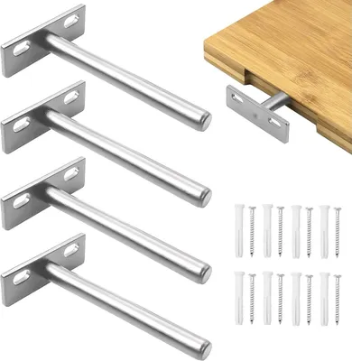 Image de Supports muraux flottants en acier galvanisé, lot de 4, 10 cm, pour étagères murales