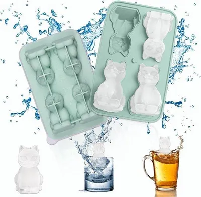 Image de Cubes de glace en silicone pour cocktails, whisky et fruits - 4 grands bacs avec couvercle pour différentes boissons