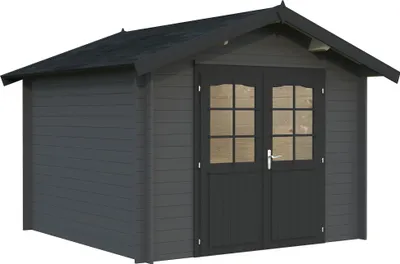 Produktbild von Gartenhaus Palmako Lotta 7,3 m² 330 x 330 cm dunkelgrau-anthrazit