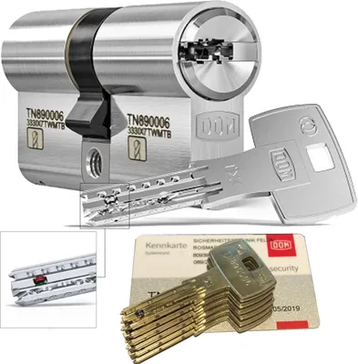 Produktbild von DOM iX Twido 333iX7TWMTB Modular-Doppelzylinder mit 6 Schlüssel, Länge (a/b) 30/30mm (c= 60mm), mit Sicherungskarte, mit Not- u. Gefahrenfunktion und erhöhtem Bohrschutz