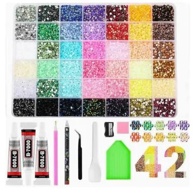 Glitzersteine-Set 32.000 Stück, 42 Farben, 3 mm, DIY Bastelbedarf