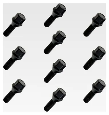 Produktbild von 10 Stück Radschrauben M12x1,5 Kegel 60° Kegelbund SW17 35mm Schwarz