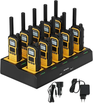 Produktbild von Retevis RB648Plus Funkgeräte, Walkie-Talkie mit 10-Wege-Ladegerät, Großer Reichweite,IP67, 2000mAh, Gruppenruf, VOX Handfunkgerät Set für Baustellen