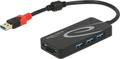 Image de USB-HUB Delock USB3.1 TypA -> 3x USB3.0 TypA +2x Slot SD