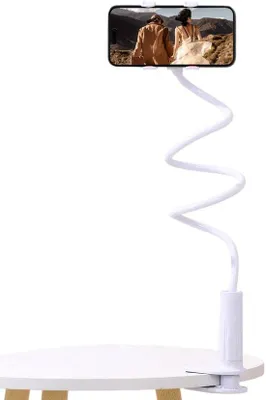 Produktbild von Unyqoos® Flexible Handyhalterung mit 100 cm Arm – Bett & Schreibtisch, 360° drehbar, Klemme bis 75 mm, für Smartphones bis 10 cm