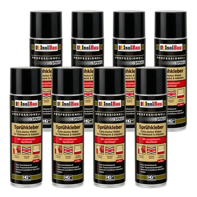 Produktbild von Isolbau Sprühkleber - 8 x 500 ml Extra starker Kleber für Heimwerk & Industrie - Klebe-Spray für Schaumstoff, Holz, Stoff, Leder, Filz uvm