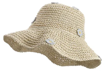 Produktbild von Fischerhut Damen faltbar UV Schutz Sommer Bucket Hat Beige 55-58 cm Papierstroh