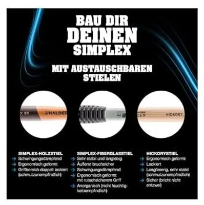 Simplex Softhammer 3022 Gummihammer, Gusseisen, Holzgriff, 80 mm – Produktbild 2