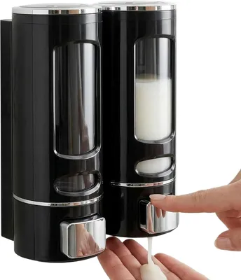 Image de Distributeur de savon de 400 ml, lot de 2, couleur noire, pour salle de bain