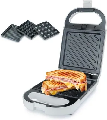 Image de Grill à panini avec plaques interchangeables - Grille-pain - Gril - Gril - Gril - Plaques interchangeables - Gril facile à nettoyer - Gril avec différents programmes