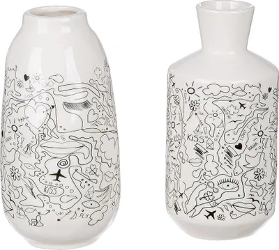 Image de Gilde Vase, "Modern Art", Einliniendesign, Porzellan, weiß, H. 15 cm, D. 7.5 cm 32773 4063387327739 2 Stück (2-fach sortiert)