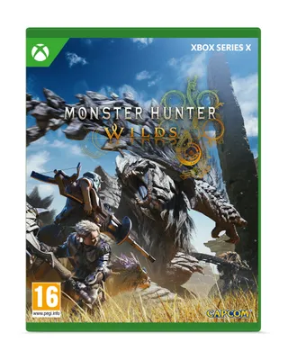 The image shows the front cover of a video game case for 'Monster Hunter Wilds' on Xbox Series X.