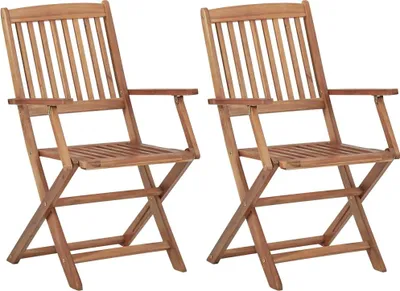 Produktbild von vidaXL Klappbare Gartenstühle 2 Stk. mit Kissen Massivholz Akazie