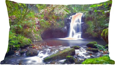 Produktbild von MuchoWow® Zierkissen Sofakissen Wohnzimmer Dekokissen 50x30 cm Wasserfall - Natur - Wasser - Wohnzimmerdekoration - Polster mit Photo