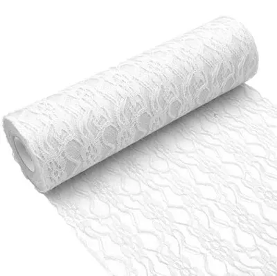 Zdjęcie produktu dla Bieżnik koronkowy biały 30 cm x 25 m dekoracja stołu na wesele