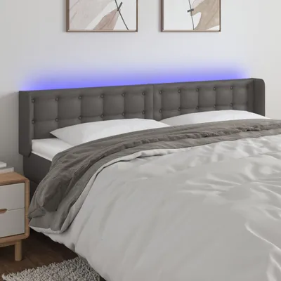Produktbild von vidaXL LED Kopfteil Grau 183x16x78/88 cm Kunstleder - LED Kopfteil - LED Kopfteile - Kopfteil - Bett-Kopfteil